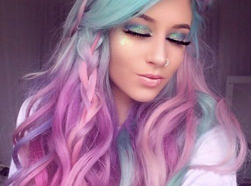 Gorgeous Rainbow Hairstyle For Brunette Girls