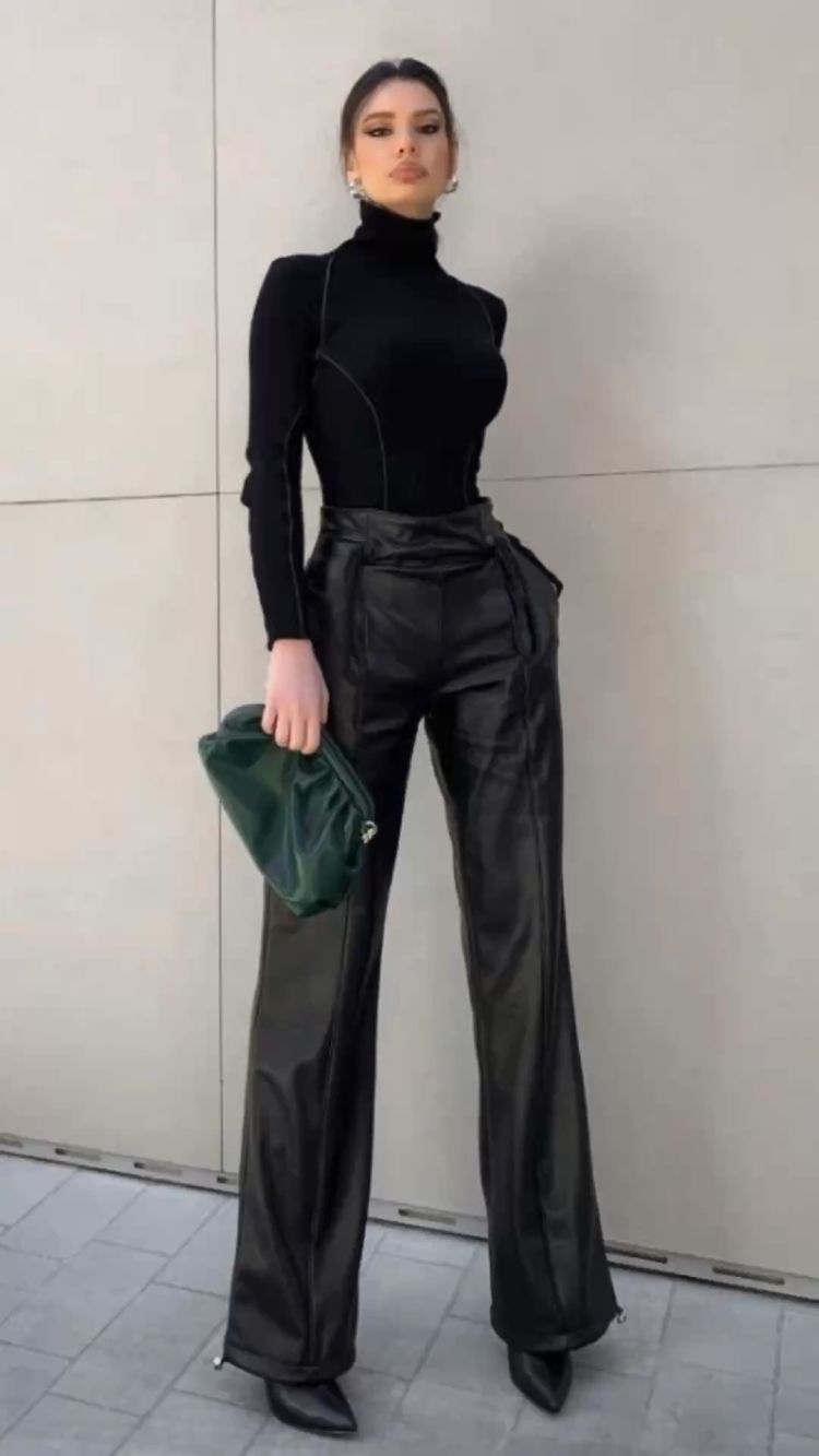Black Leather Pants With a Corset