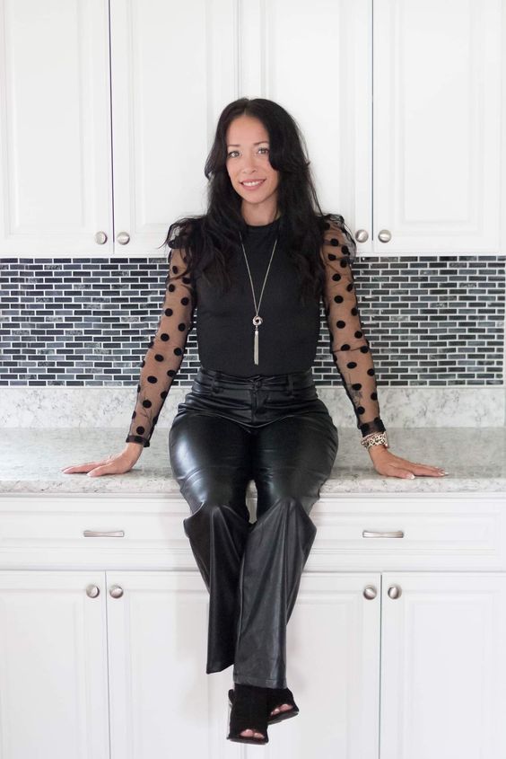 Black Leather Pants With a Sheer Top