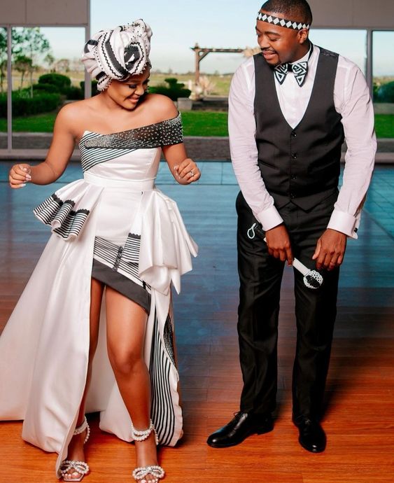 White Xhosa Traditional Wedding Wear